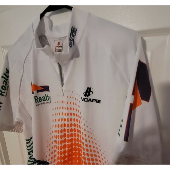 HINCAPIE Cycle JERSEY Shirt 2XL Poly White Orange Pockets Tour Missouri Bike - Picture 4 of 8